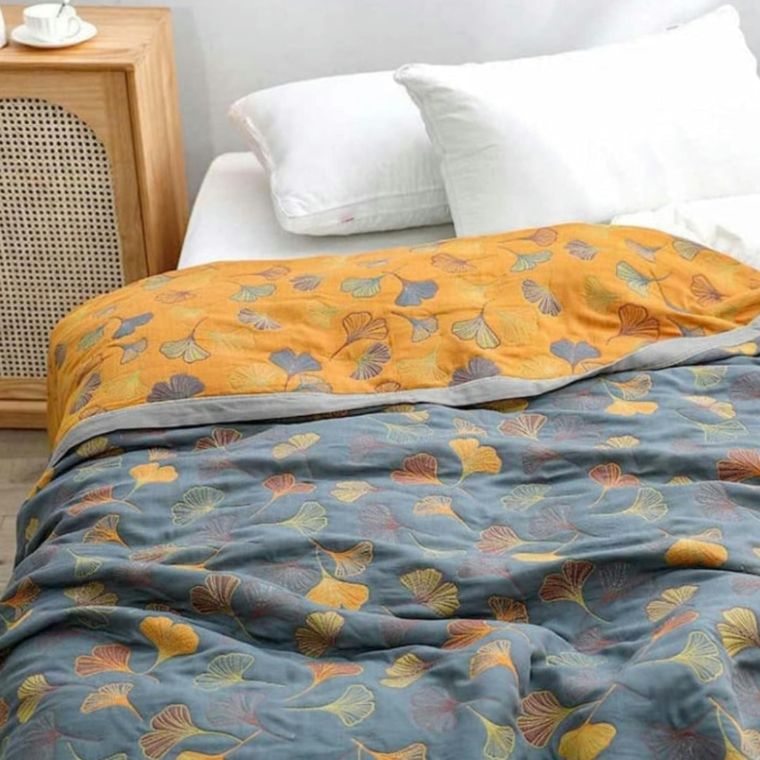 Coperta in cotone decorativa Ginkgo per la casa