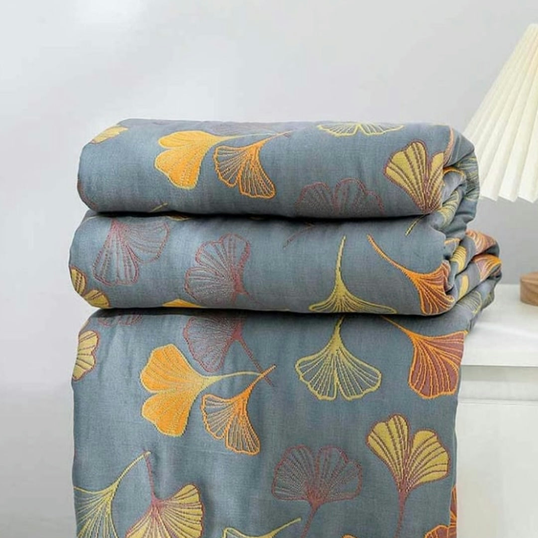 Coperta in cotone decorativa Ginkgo per la casa