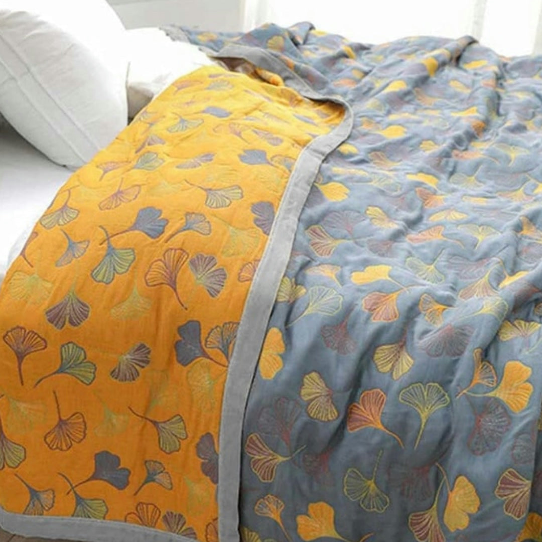 Coperta in cotone decorativa Ginkgo per la casa