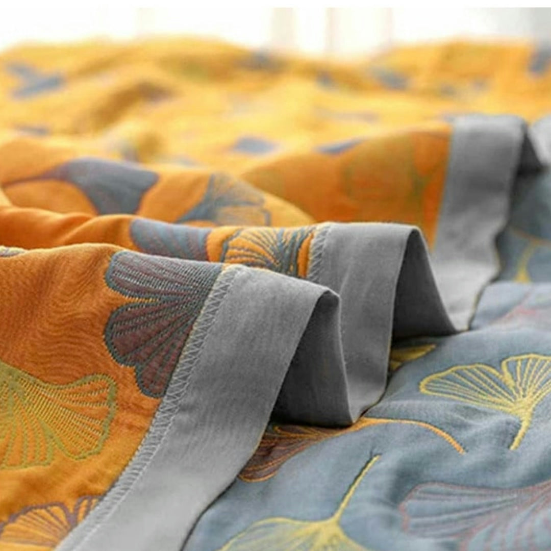 Coperta in cotone decorativa Ginkgo per la casa