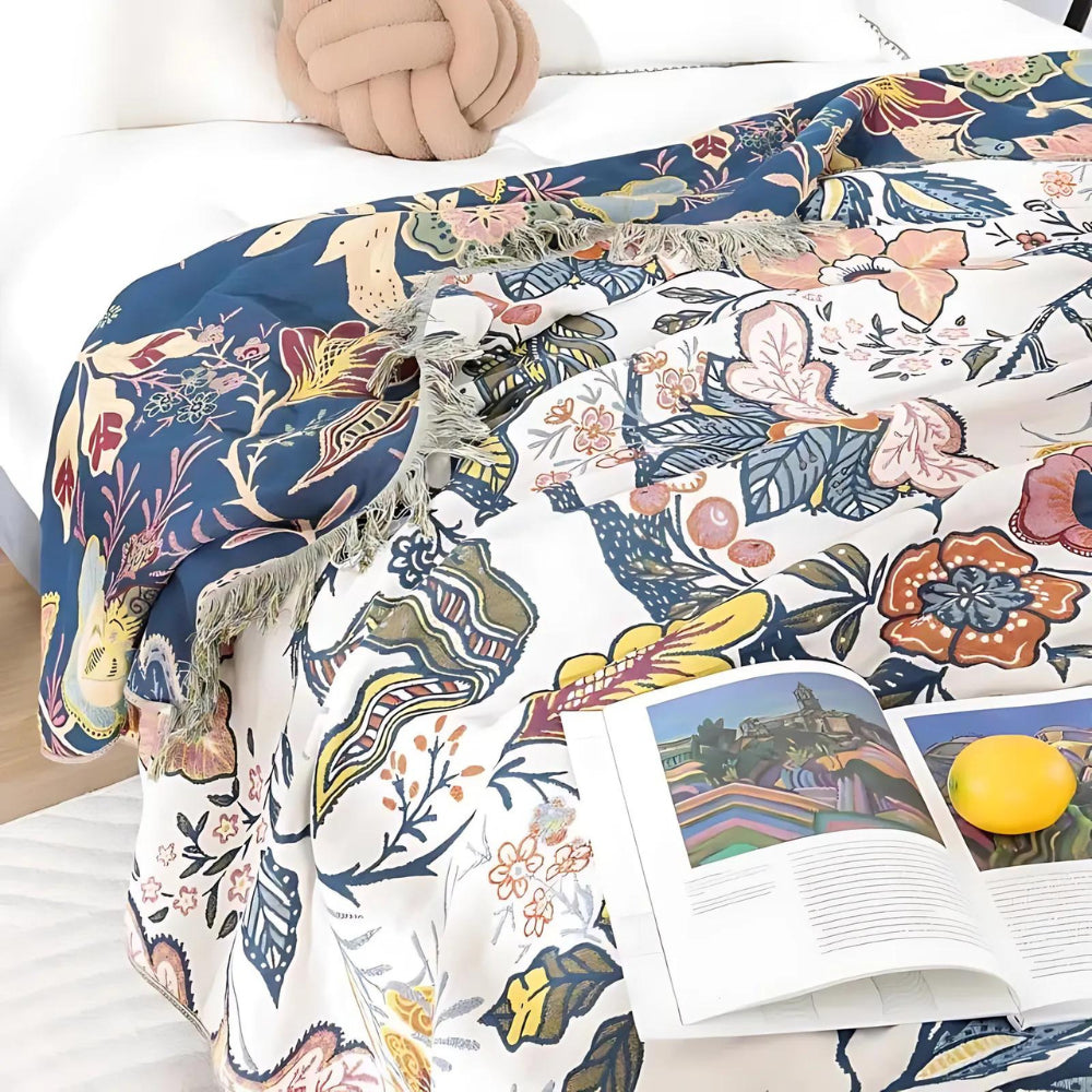 Coperta Letto Floreale per Arredo Divano Plaid Decorativo Reversibile