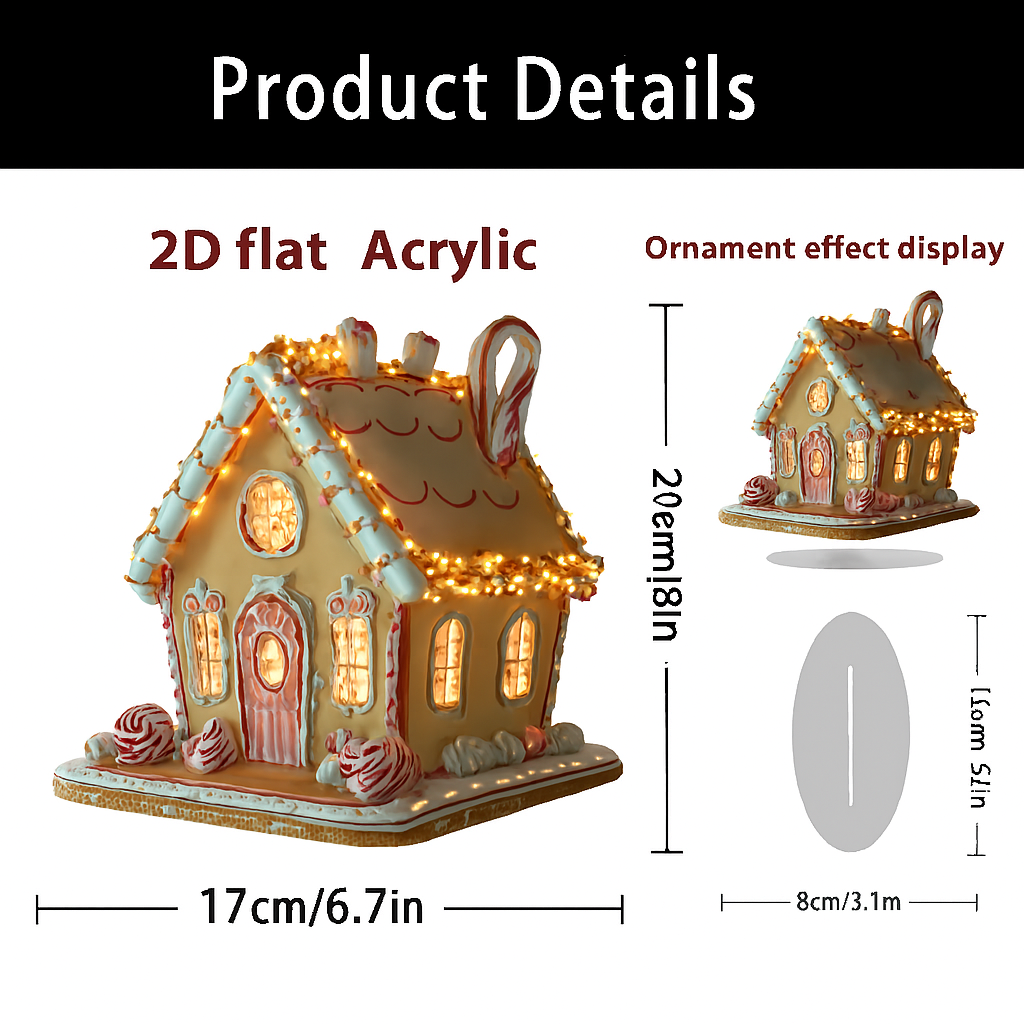 BohoGinger - Acrylic Gingerbread House Christmas Decoration