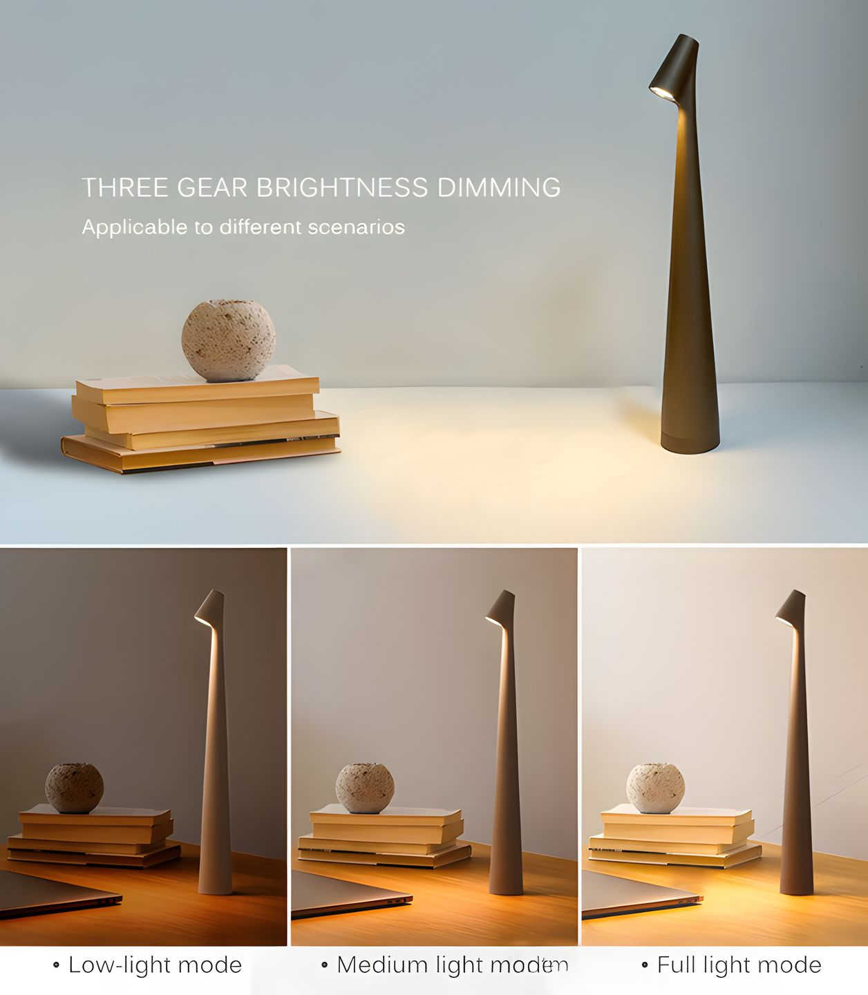 LunaSlim Elegante Lampada da Tavolo con Funzionalità Wireless