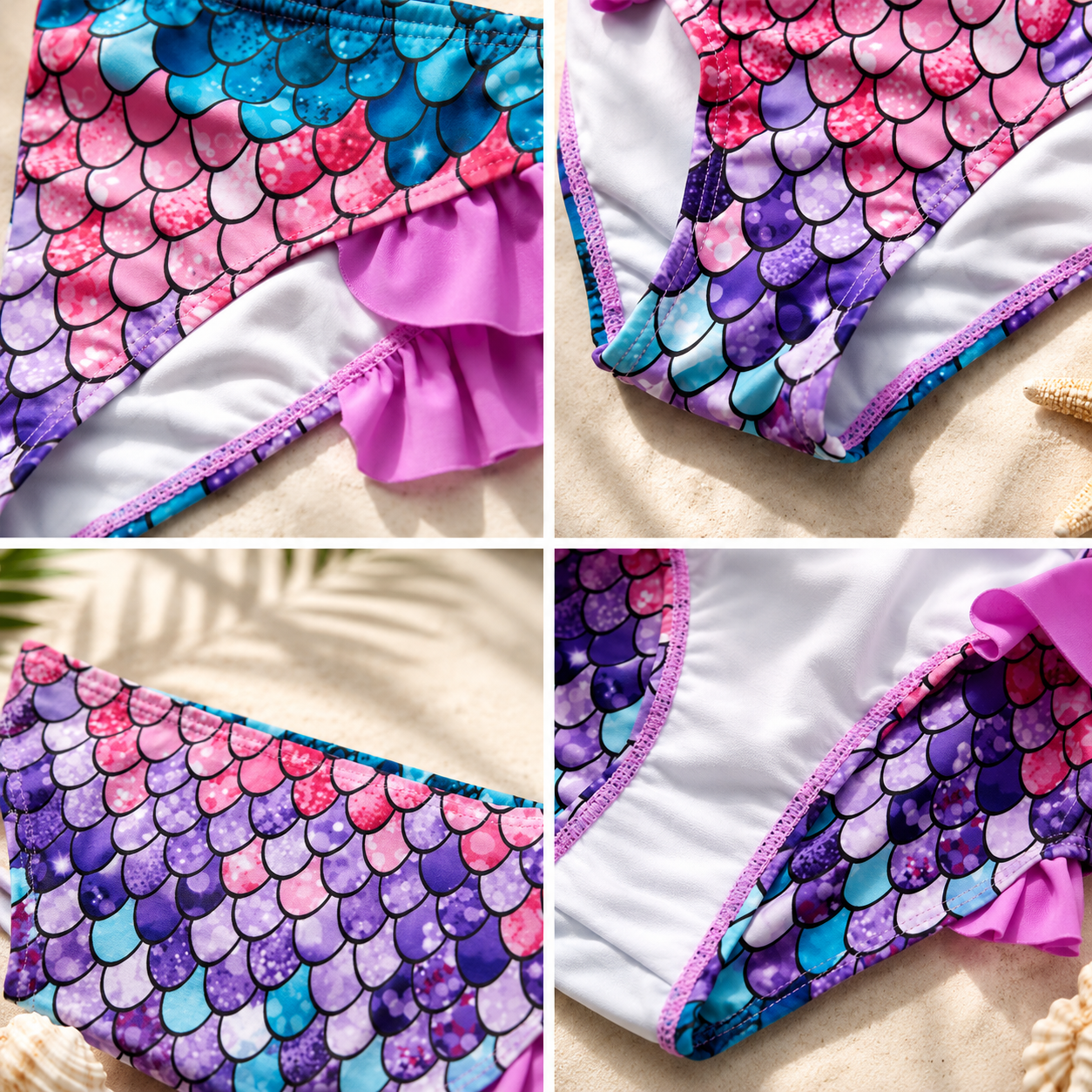 Girls' Swimsuit Two-Piece Bikini with Ruffles