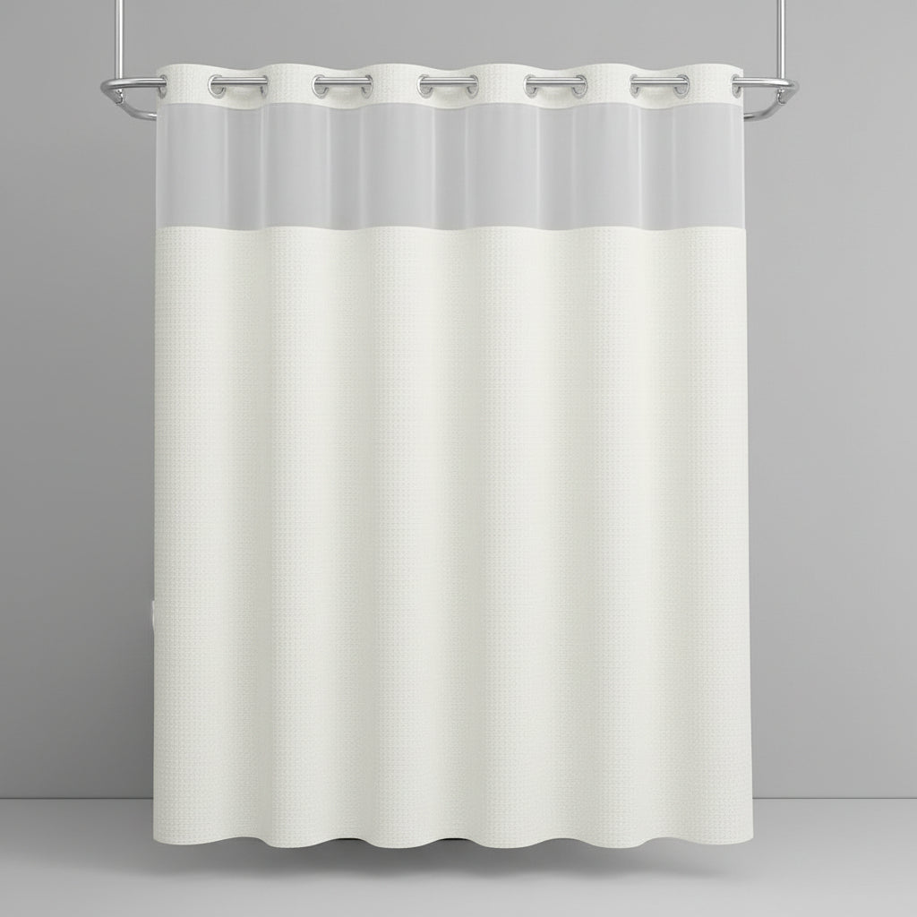 Cortina de ducha sin ganchos forro impermeable ventana de privacidad