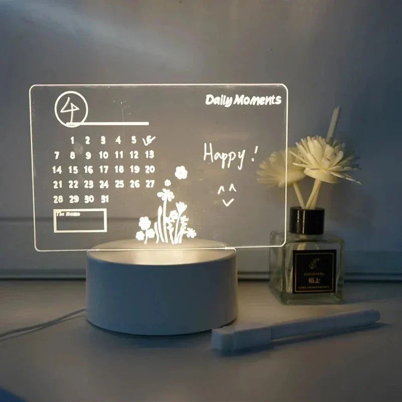 MemoGlow - LED Notitielamp met Zwarte Schrijfplaat voor Slaapkamer & Bureau