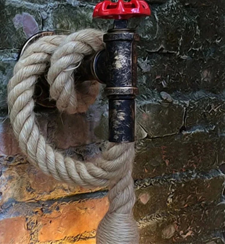 RusticGlow – Candeeiro de Parede de Cânhamo em Estilo Industrial – Iluminação de Parede Vintage