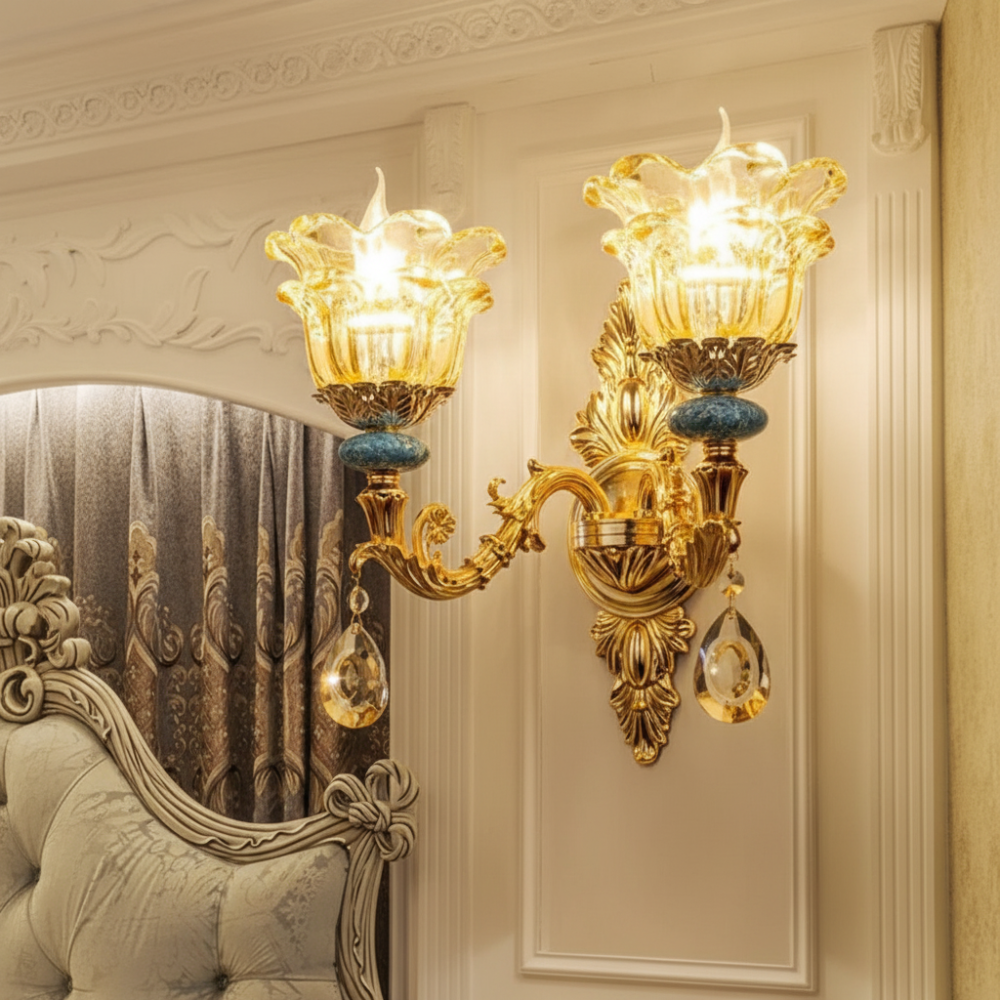 CrystalLuxe - Elegante Candeeiro de Parede Europeu em Cristal para Interiores de Luxo
