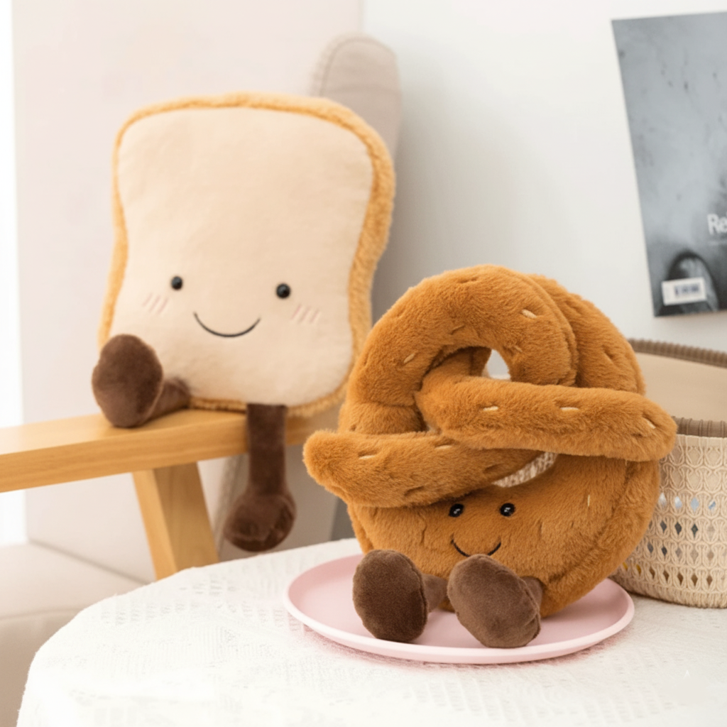 Cuddly Food Plushies Pretzel Croissant Toast Toy for All Ages 1