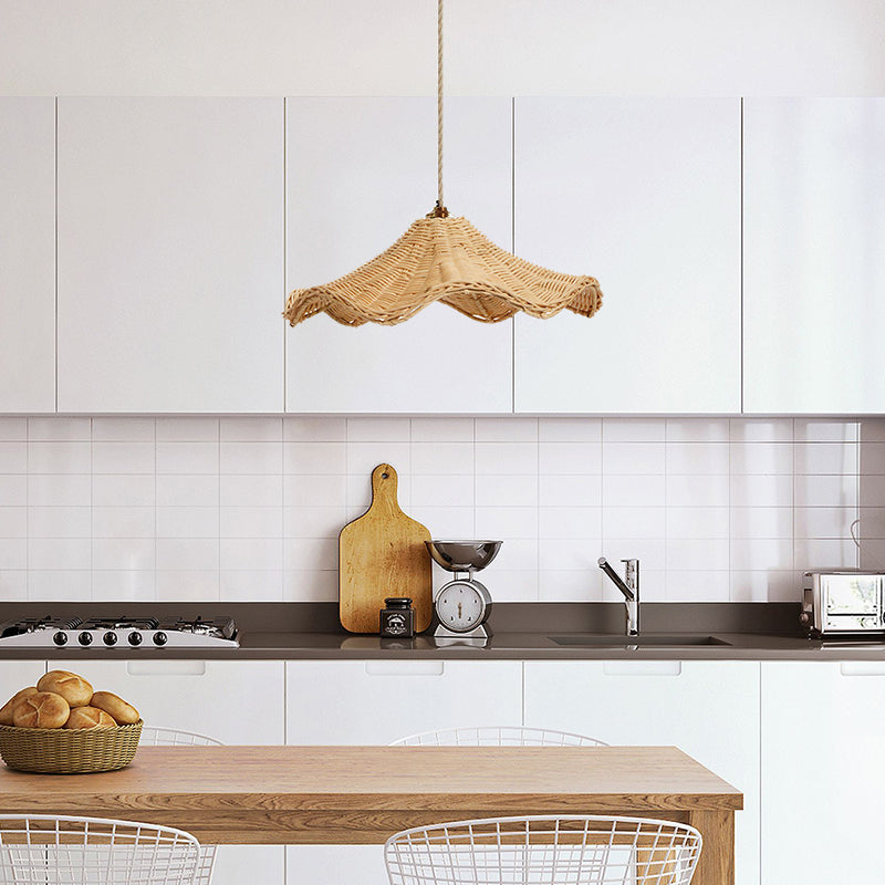 Boho Wicker Rattan Farmhouse Pendant Light