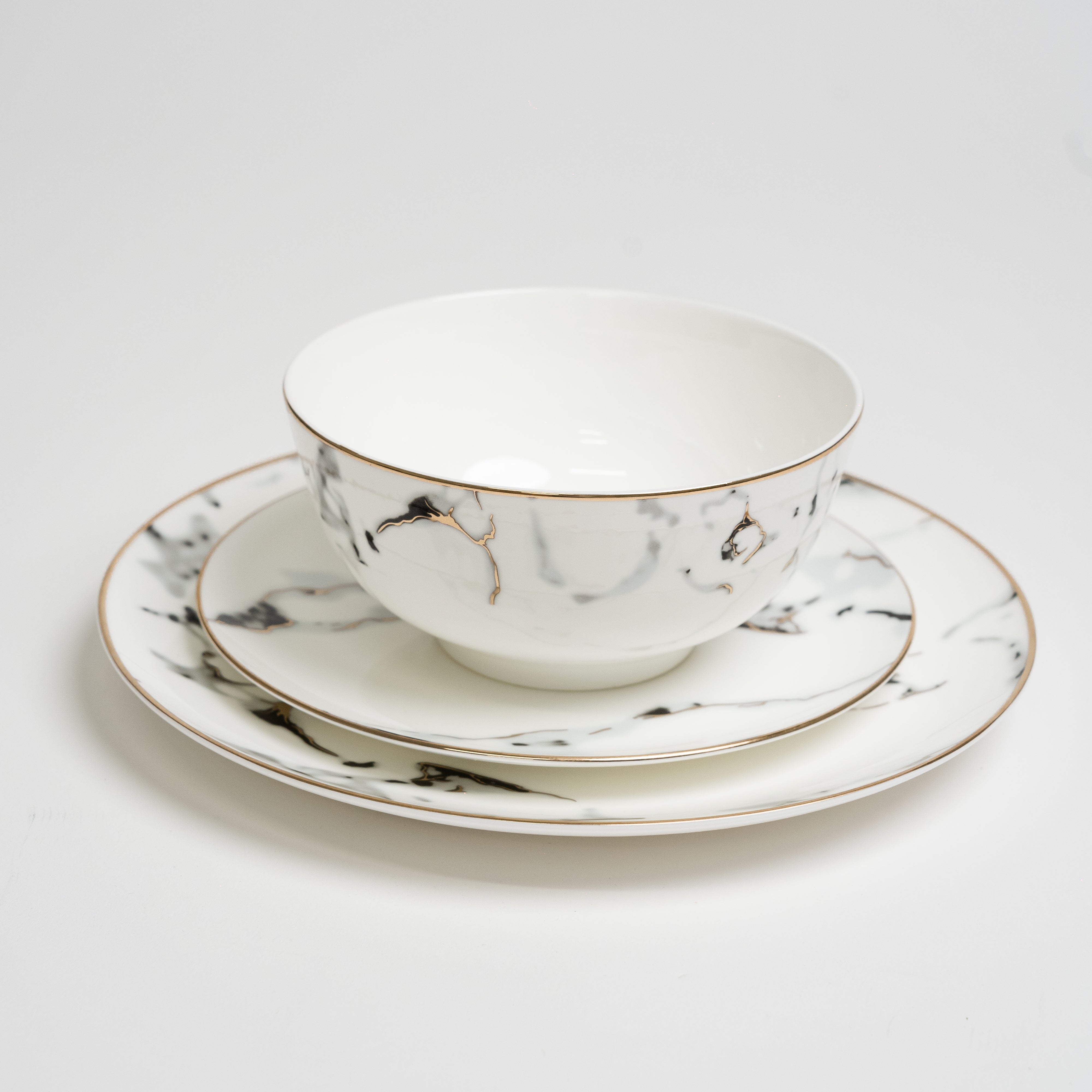 Conjunto de Pratos em Mármore Cinzento Alliance