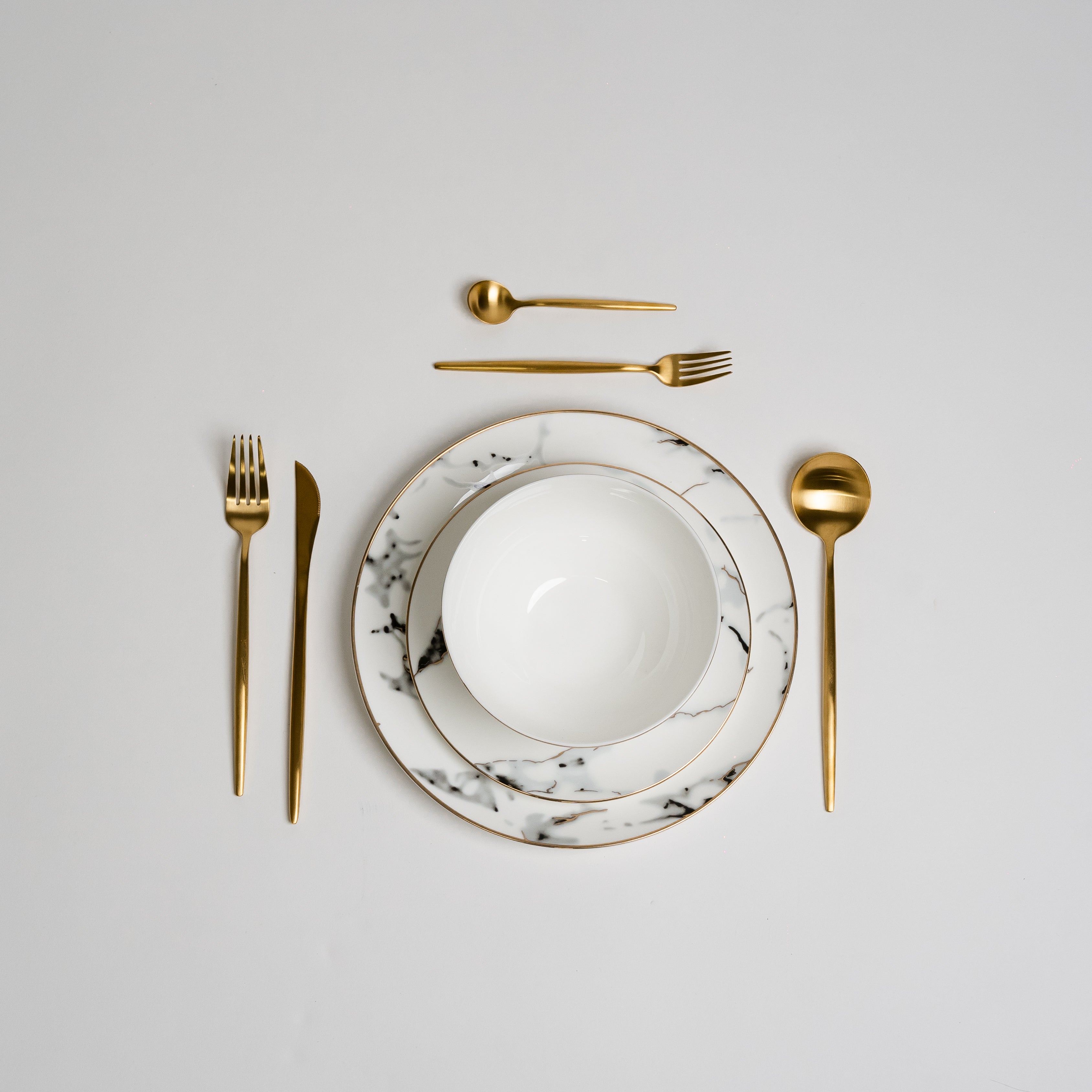 Conjunto de Pratos em Mármore Cinzento Alliance