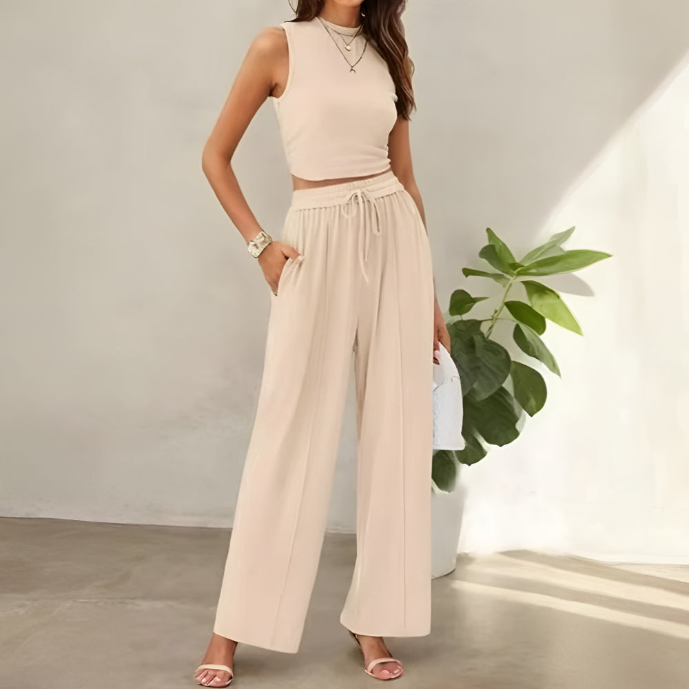 Women's Jumpsuit Sleeveless Wide Leg Summer Outfit Set