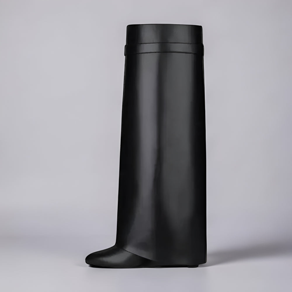 Botas de Senhora com Cunha, Estilo Minimalista, Moda Casual