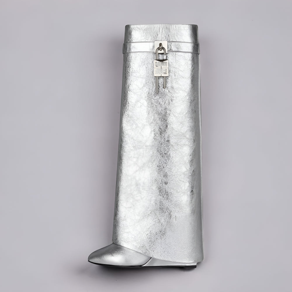 Botas de Senhora com Cunha, Estilo Minimalista, Moda Casual
