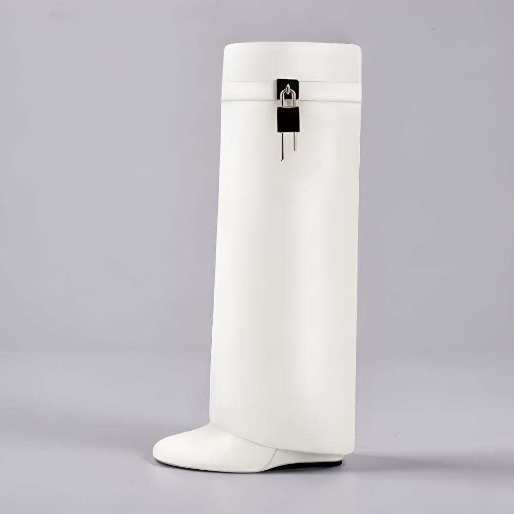 Botas de Senhora com Cunha, Estilo Minimalista, Moda Casual