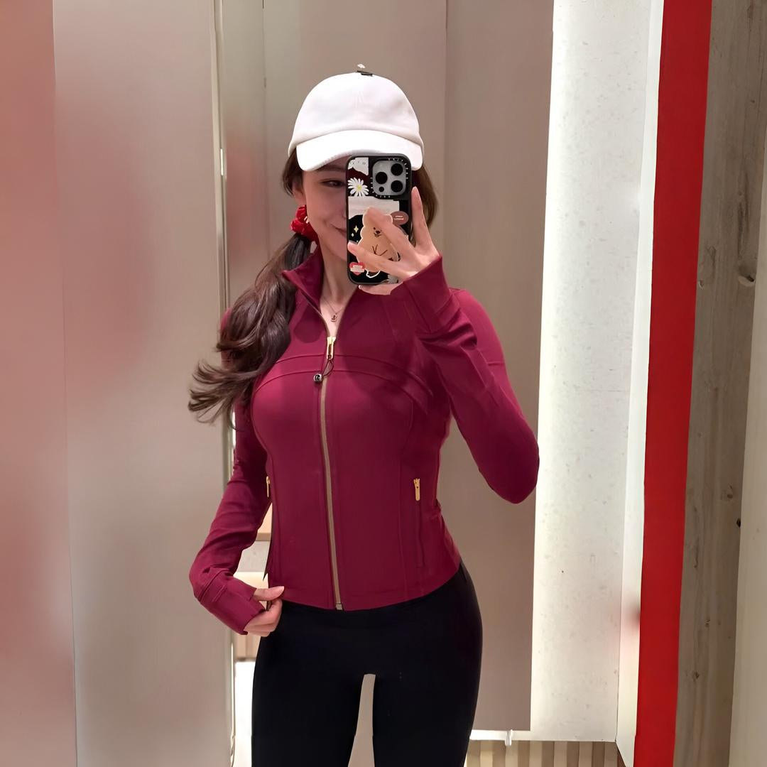 Giacca Sportiva Donna Corta Zip Collo Alto Aderente