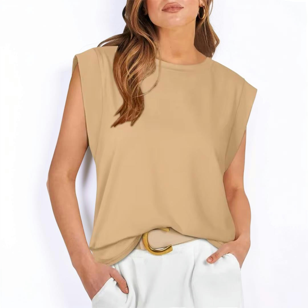 Maglietta Donna a Righe Senza Maniche Casual Top Svasato