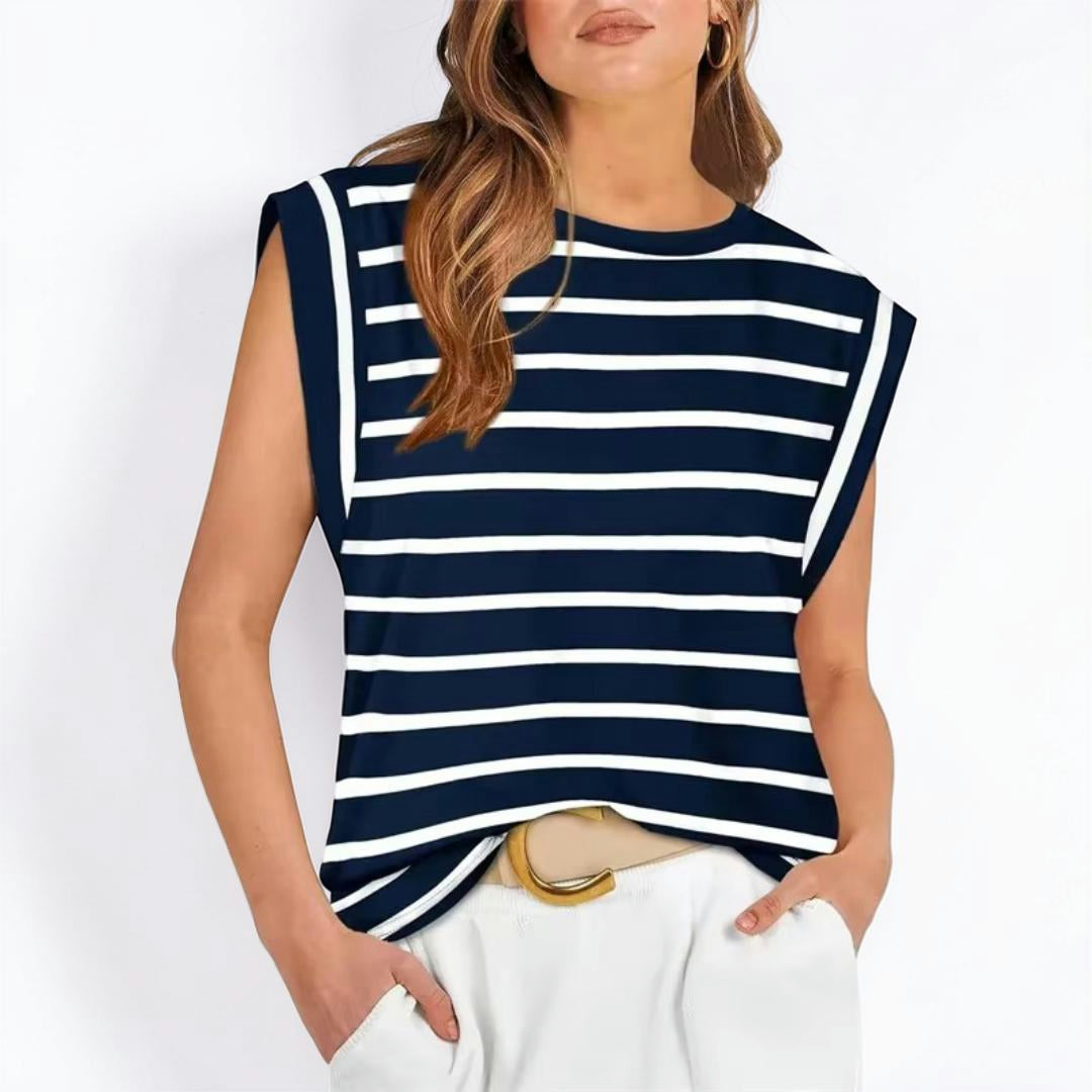 Women's Sleeveless Striped Casual Loose-Fit Top