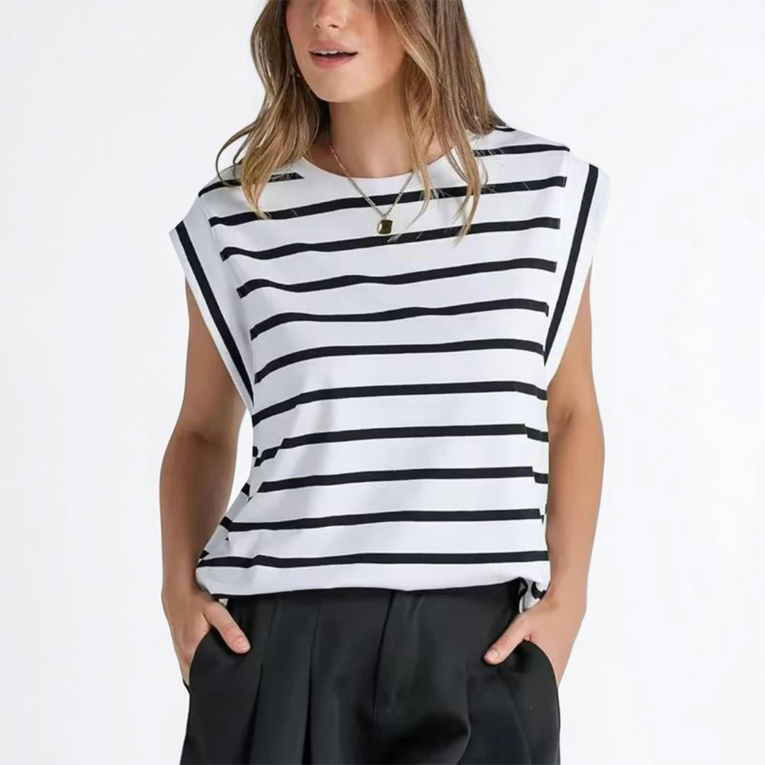 Women's Sleeveless Striped Casual Loose-Fit Top