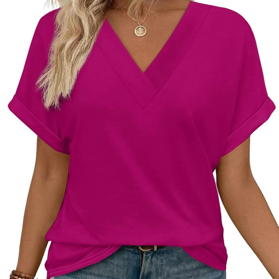 Women's V-Neck Batwing Sleeve Casual Top
