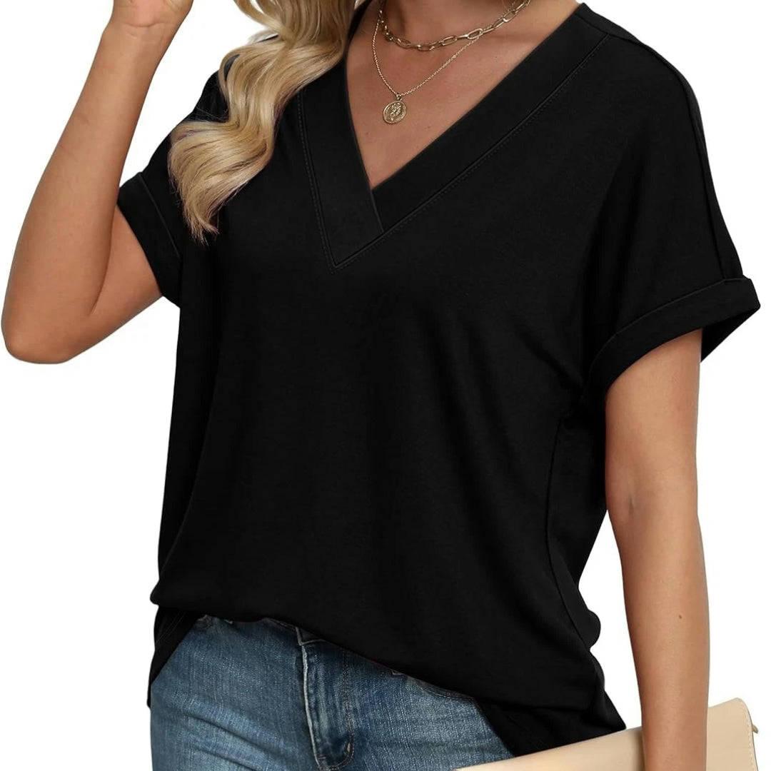 Women's V-Neck Batwing Sleeve Casual Top