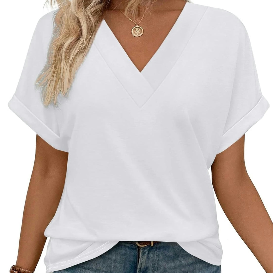 Women's V-Neck Batwing Sleeve Casual Top