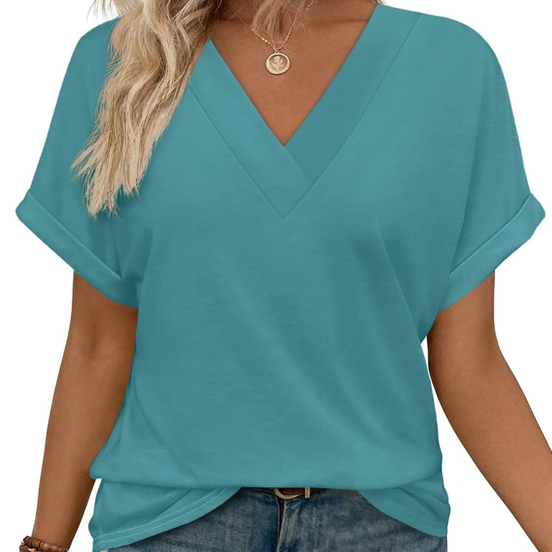 Women's V-Neck Batwing Sleeve Casual Top