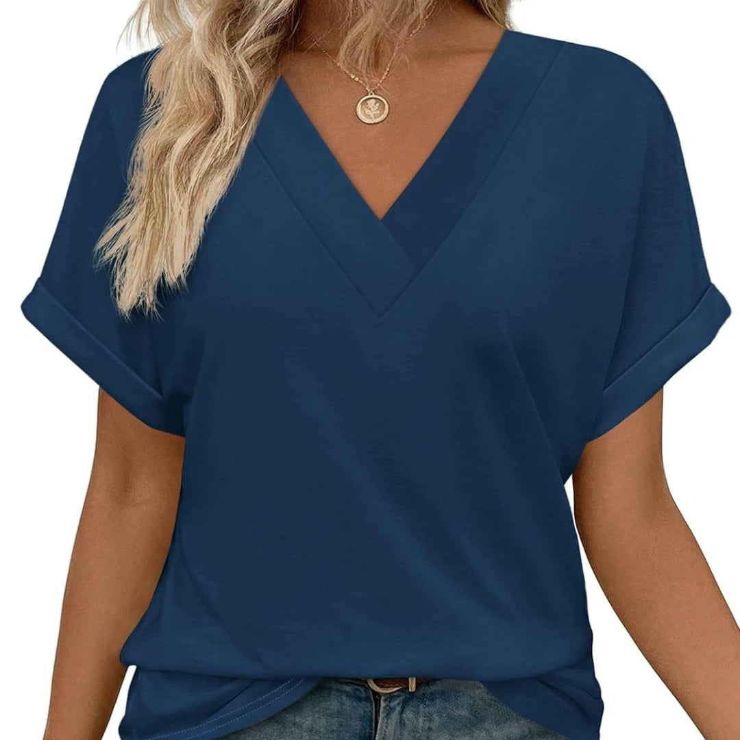 Women's V-Neck Batwing Sleeve Casual Top
