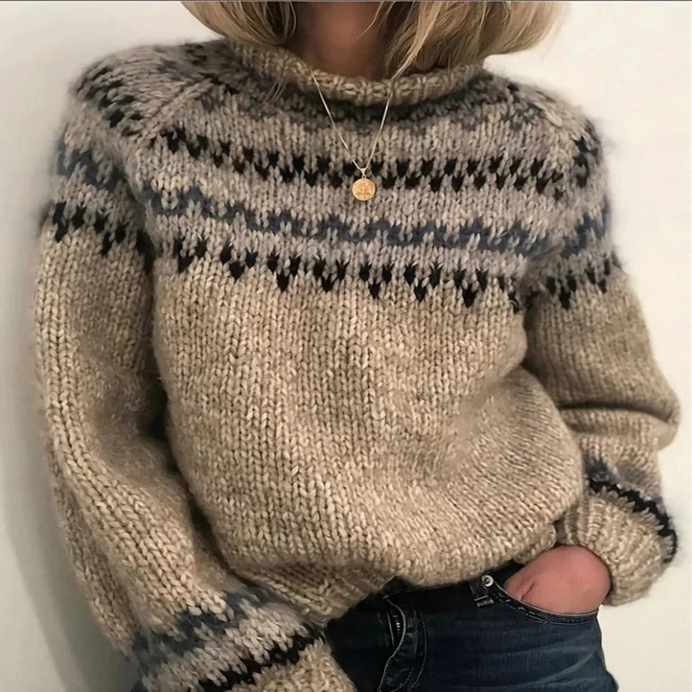 Maglione Donna Collo Alto Stile Scandinavo Invernale