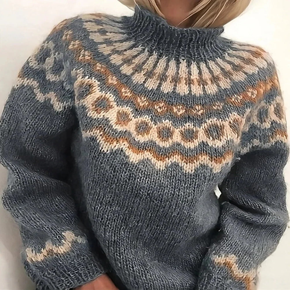 Maglione Donna Collo Alto Stile Scandinavo Invernale
