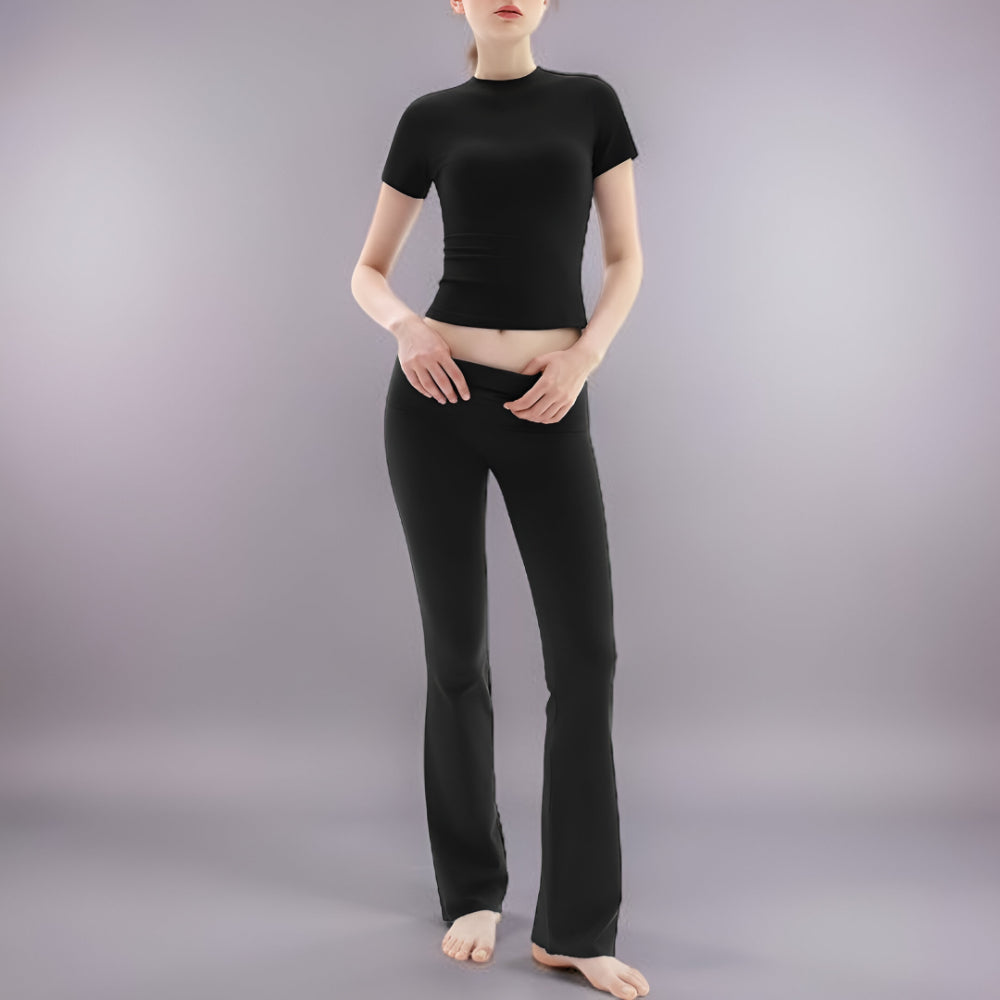 Tuta Donna Set Casual Maglia Pantaloni Flared