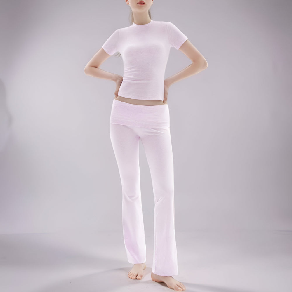 Tuta Donna Set Casual Maglia Pantaloni Flared