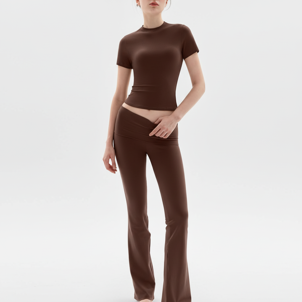 Tuta Donna Set Casual Maglia Pantaloni Flared