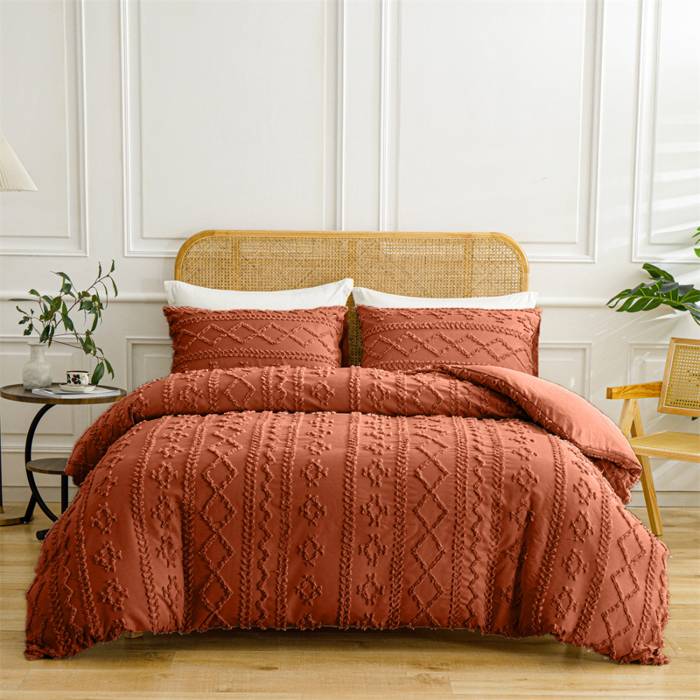 Set Copripiumino Boho Cotone Design Trapuntato Morbido Elegante