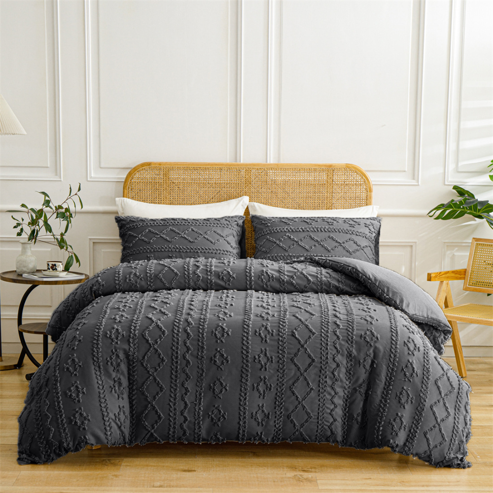 Set Copripiumino Boho Cotone Design Trapuntato Morbido Elegante