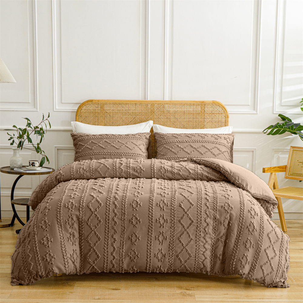 Set Copripiumino Boho Cotone Design Trapuntato Morbido Elegante