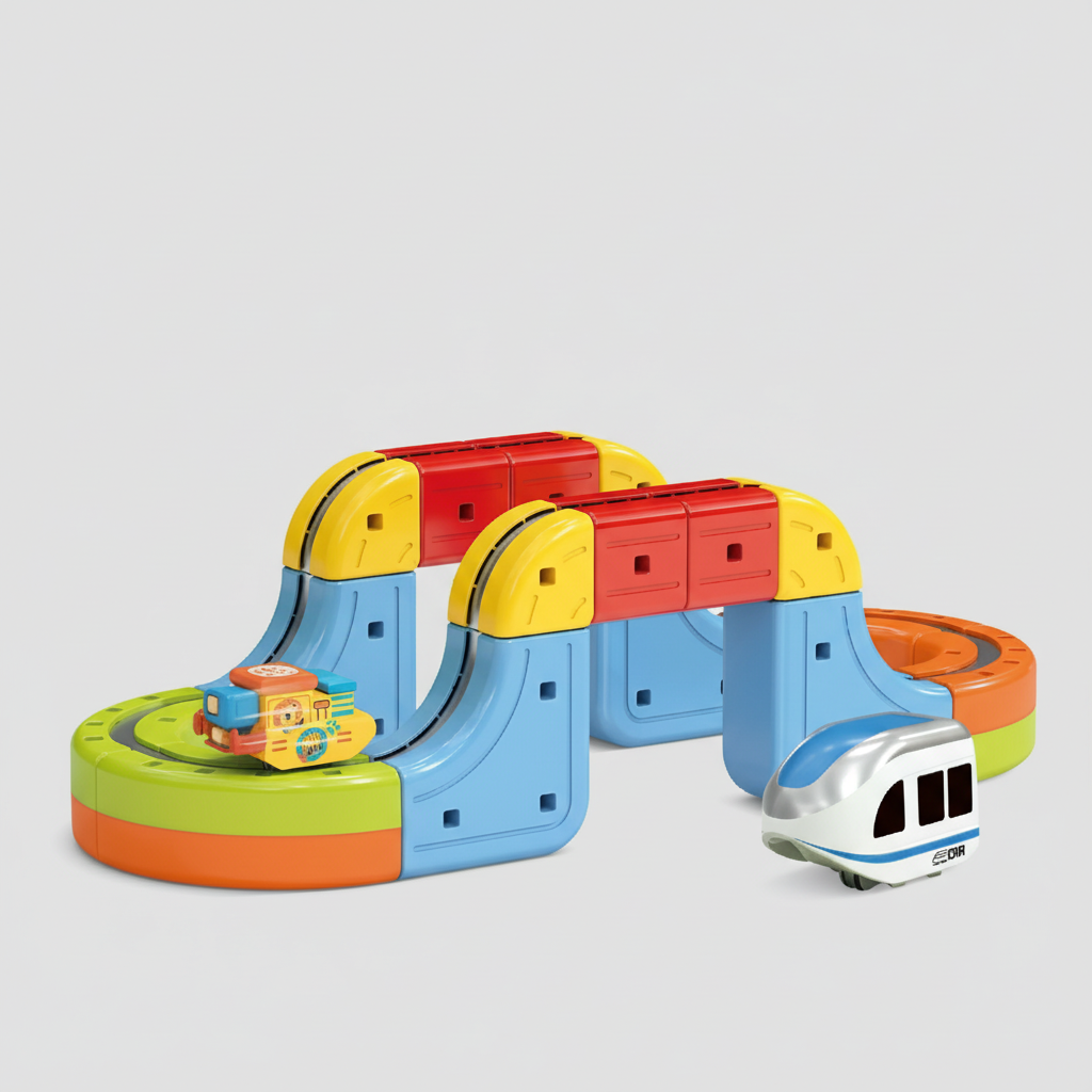 Conjunto de Construção Mágico Pista de Comboio Conjunto Criativo de Brincar Veículo Magnético