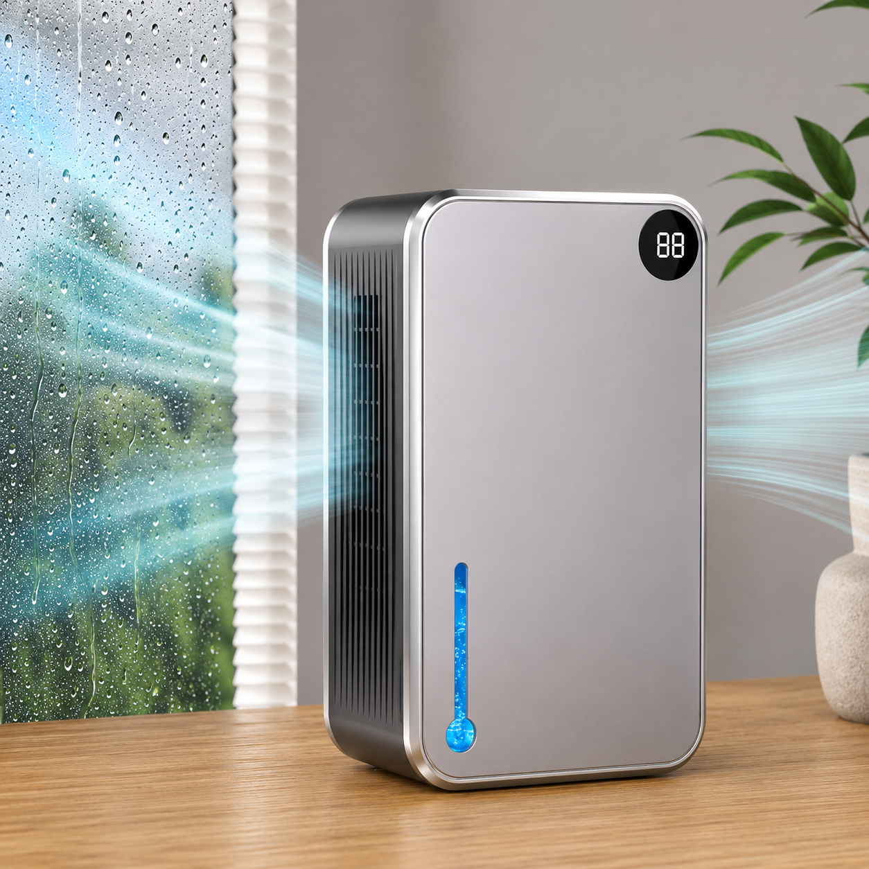 Deumidificatore portatile silenzioso con controllo umidità per la casa