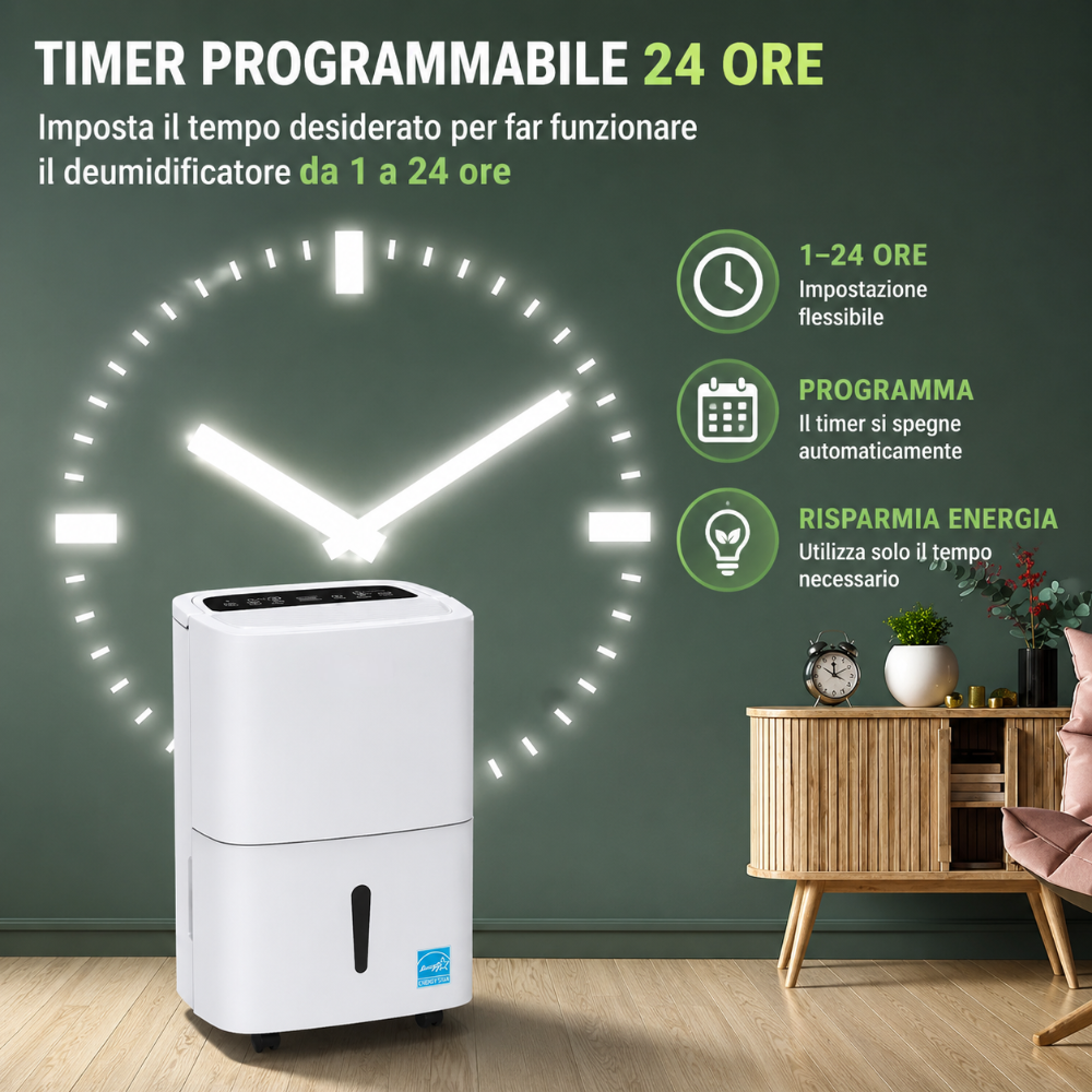 Deumidificatore con raffreddamento WiFi per grandi ambienti con scarico