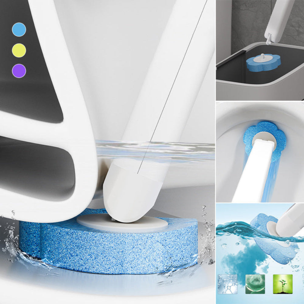 Disposable Toilet Cleaning Kit with Sponge Brush Heads and Caddy 3