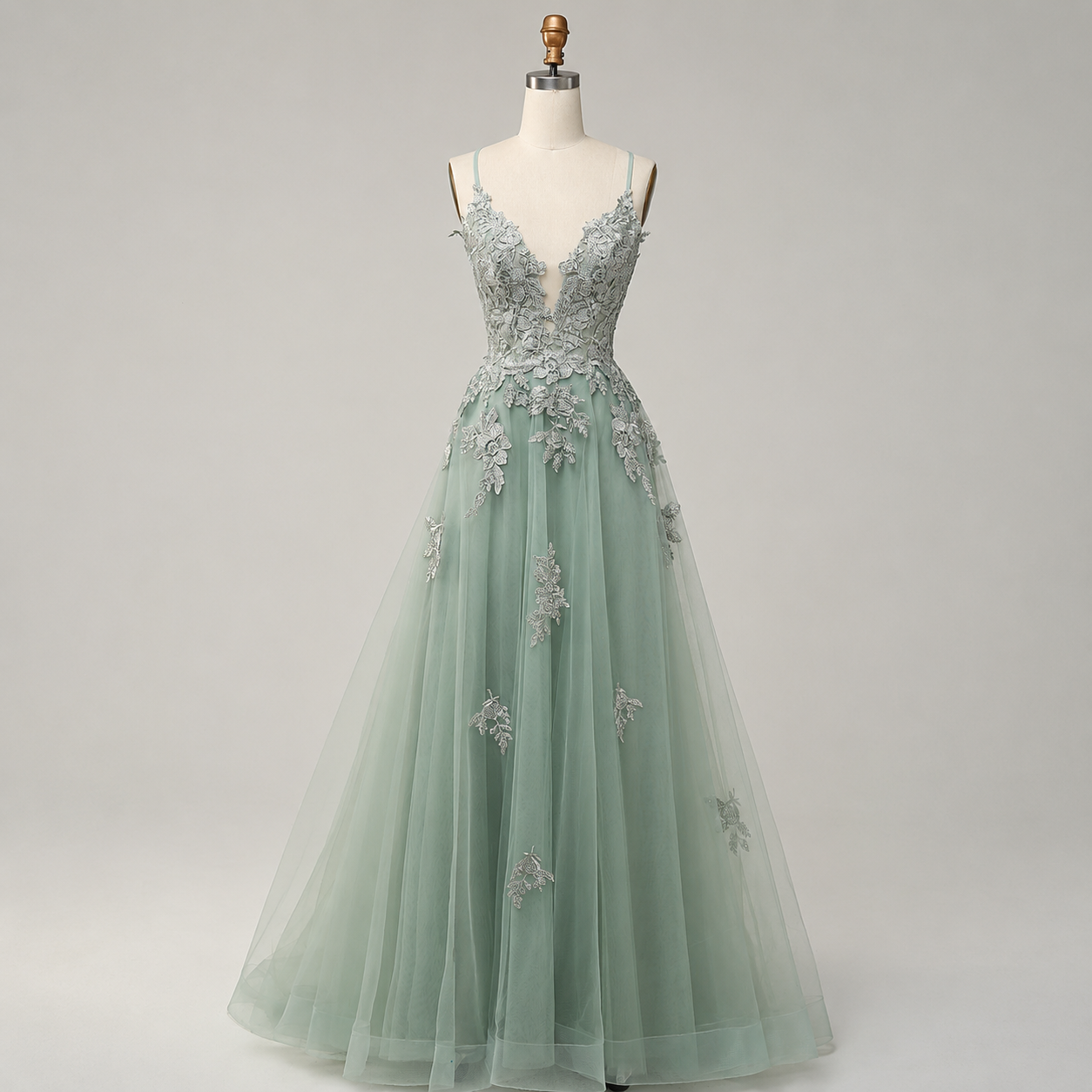 Women's Long Dress with Straps and Lace Back | Evening Dress