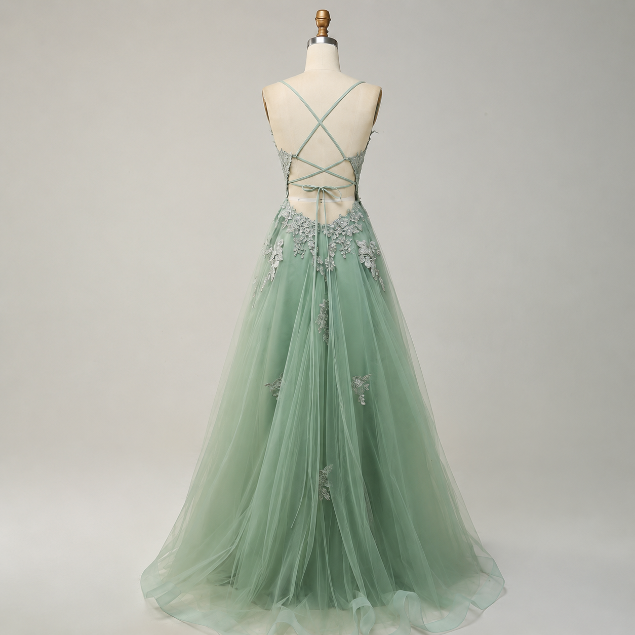 Women's Long Dress with Straps and Lace Back | Evening Dress