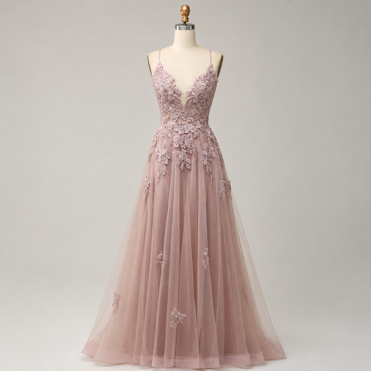 Women's Long Dress with Straps and Lace Back | Evening Dress