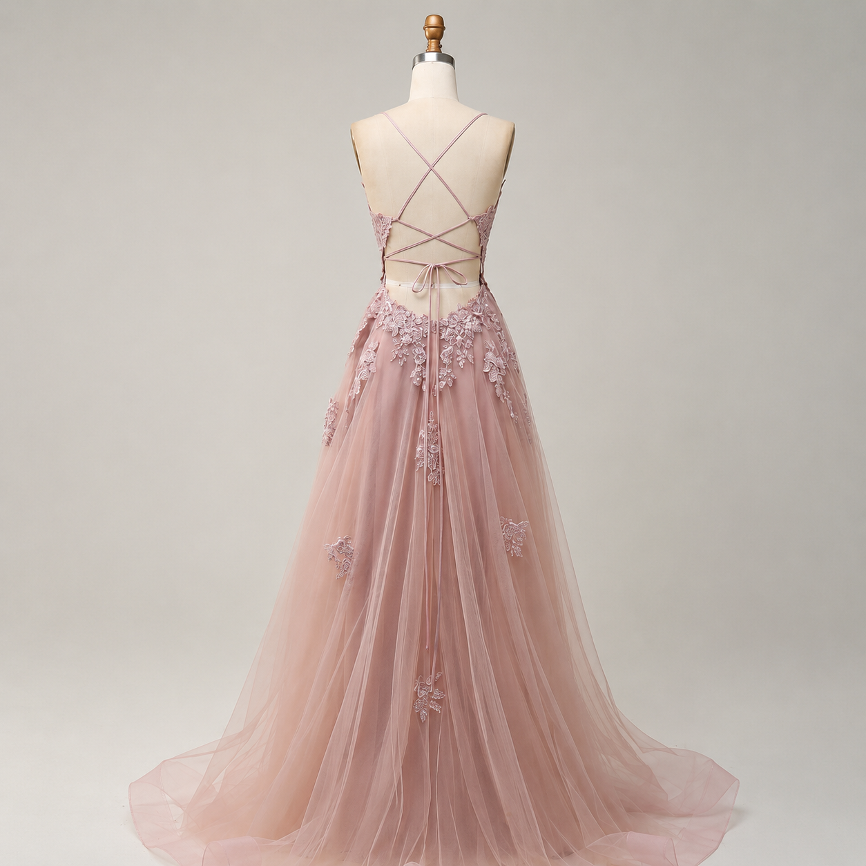 Women's Long Dress with Straps and Lace Back | Evening Dress