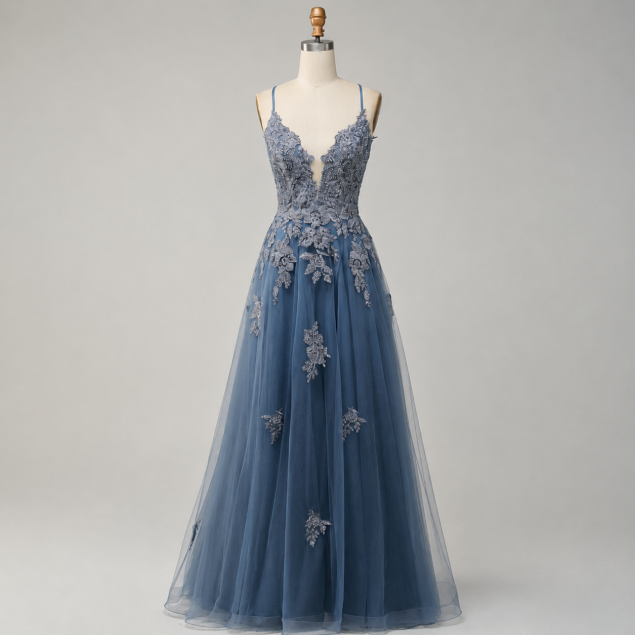 Women's Long Dress with Straps and Lace Back | Evening Dress