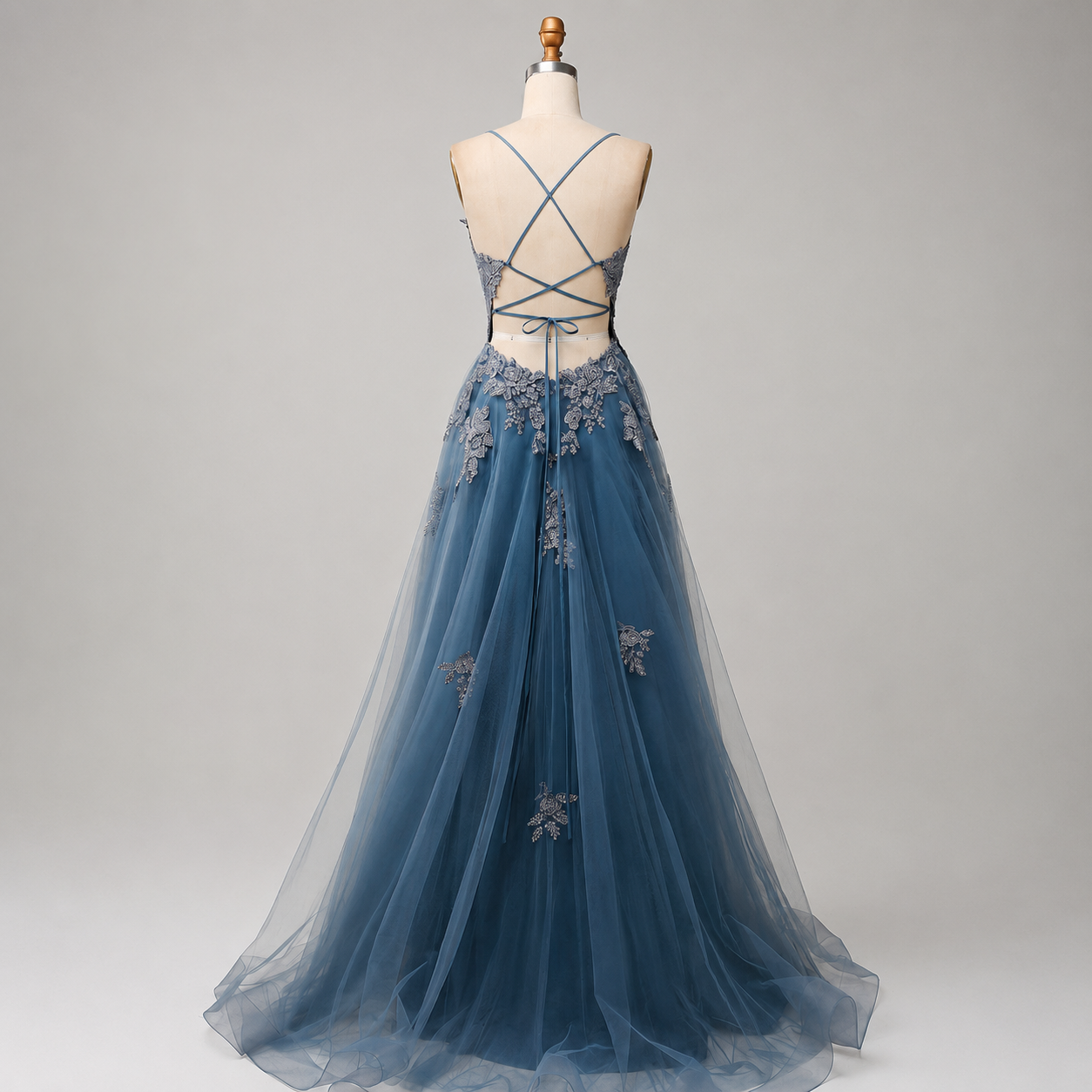 Women's Long Dress with Straps and Lace Back | Evening Dress