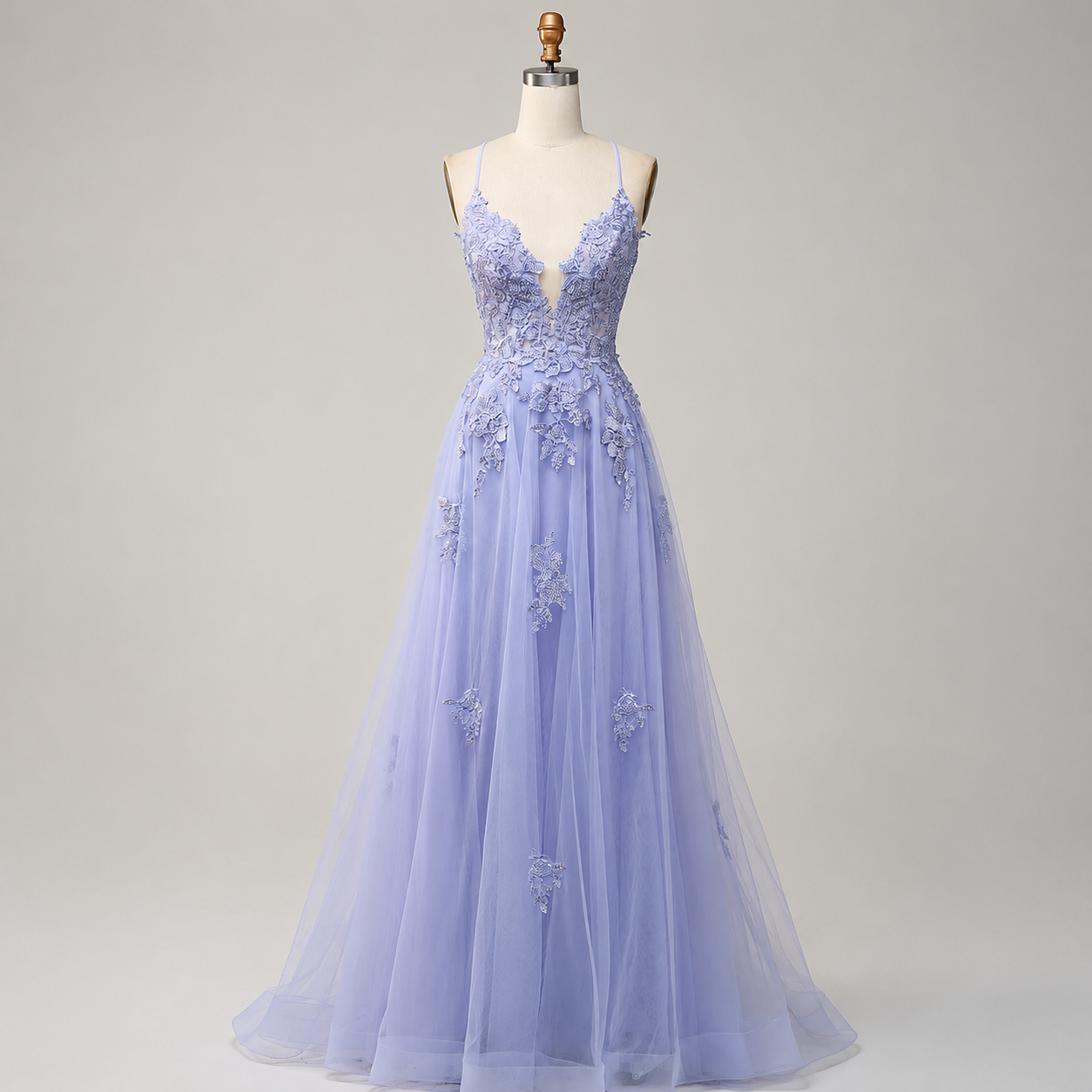 Women's Long Dress with Straps and Lace Back | Evening Dress