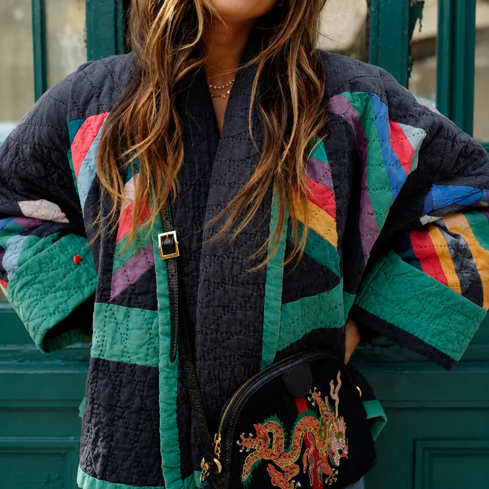 Donna Giacca Oversize Trapuntata Patchwork | Giacca Casual