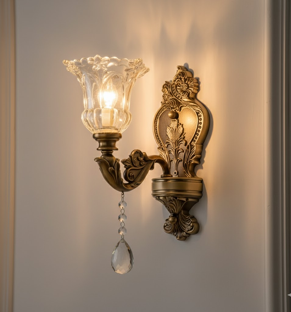 Wandlamp Vintage Goud Glas LED Dubbele Klassieke Binnenlamp